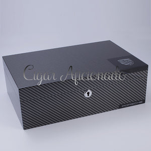 Luxury New Arrival High Gloss Piano Finish Carbon Fiber Wooden Cigar Humidor Box with Lock